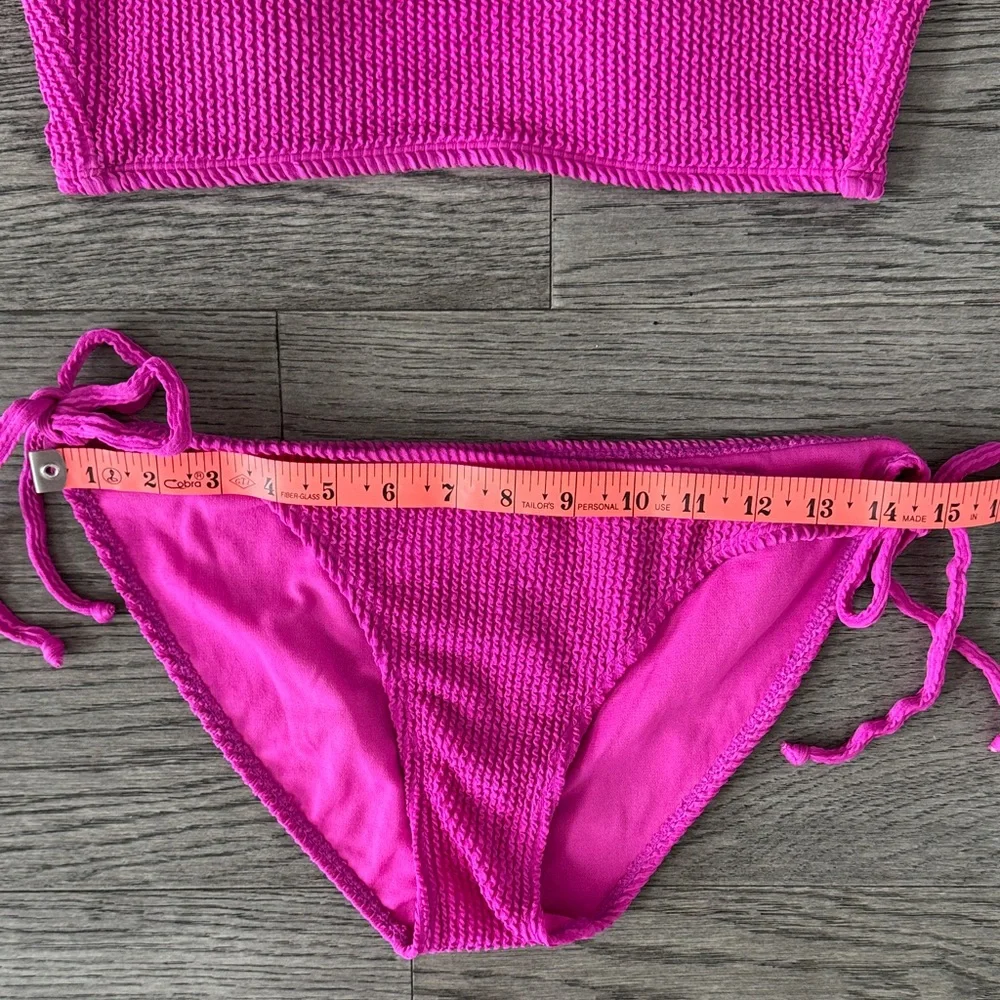 🌼No Boundaries🌼 Crinkle Pink Bandeau and Tie String Bikini Set